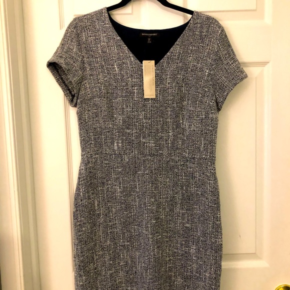 NWT Banana Republic Navy Blue Tweed Dress. - Picture 1 of 4